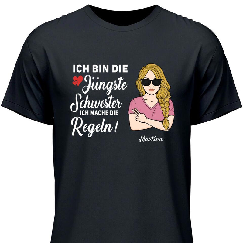 Schwester halte mich eh nicht an die Regeln - Personalisierbares T-Shirt