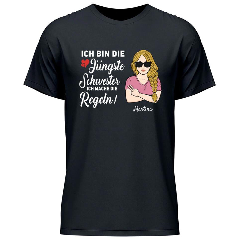 Schwester halte mich eh nicht an die Regeln - Personalisierbares T-Shirt