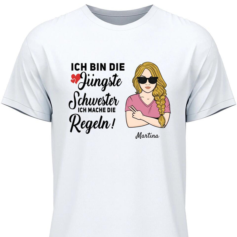 Schwester halte mich eh nicht an die Regeln - Personalisierbares T-Shirt