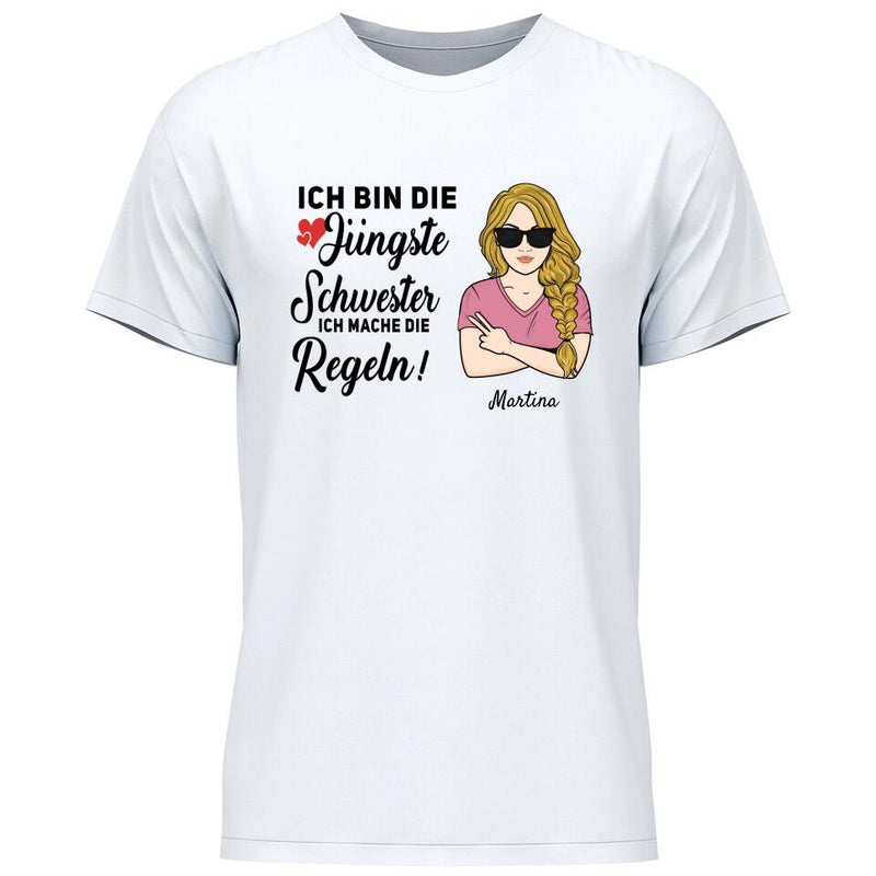 Schwester halte mich eh nicht an die Regeln - Personalisierbares T-Shirt