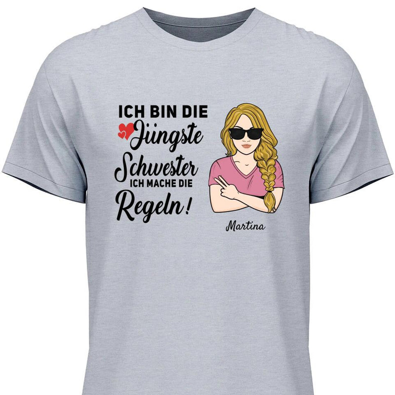 Schwester halte mich eh nicht an die Regeln - Personalisierbares T-Shirt