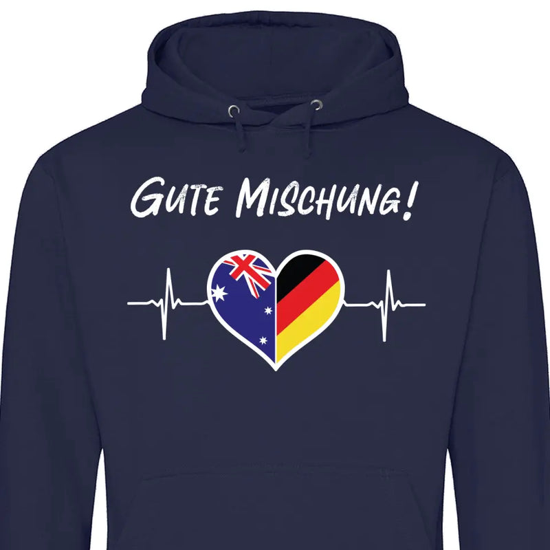 Zwei Länder Herz - Personalisierbarer Hoodie (Unisex)