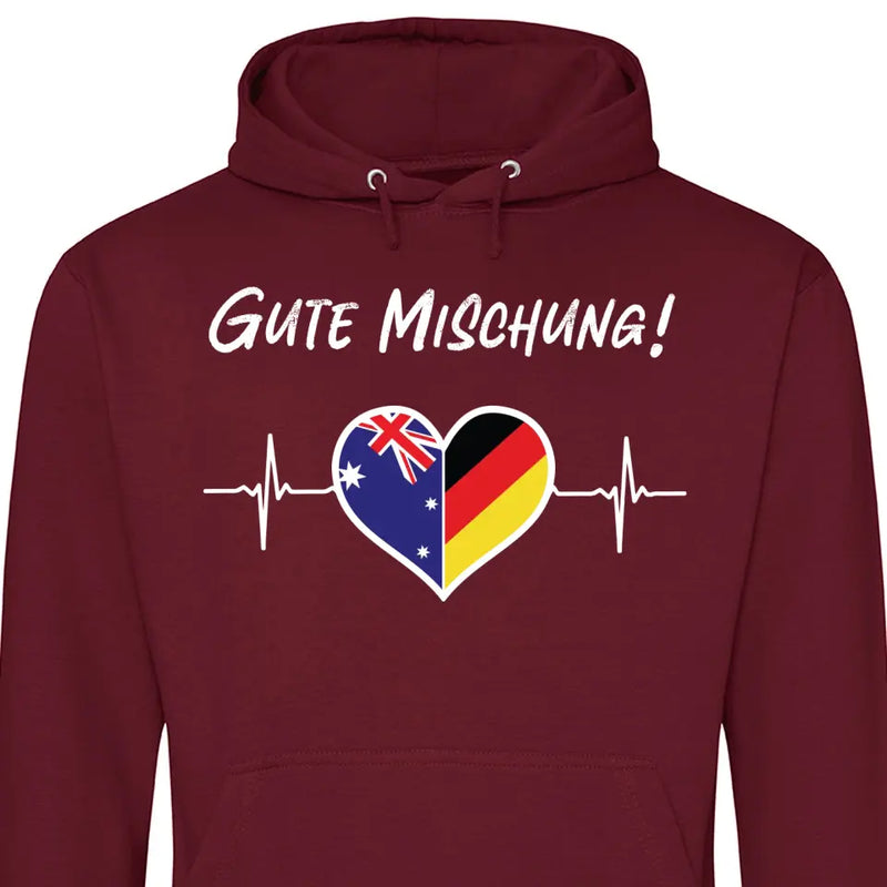 Zwei Länder Herz - Personalisierbarer Hoodie (Unisex)