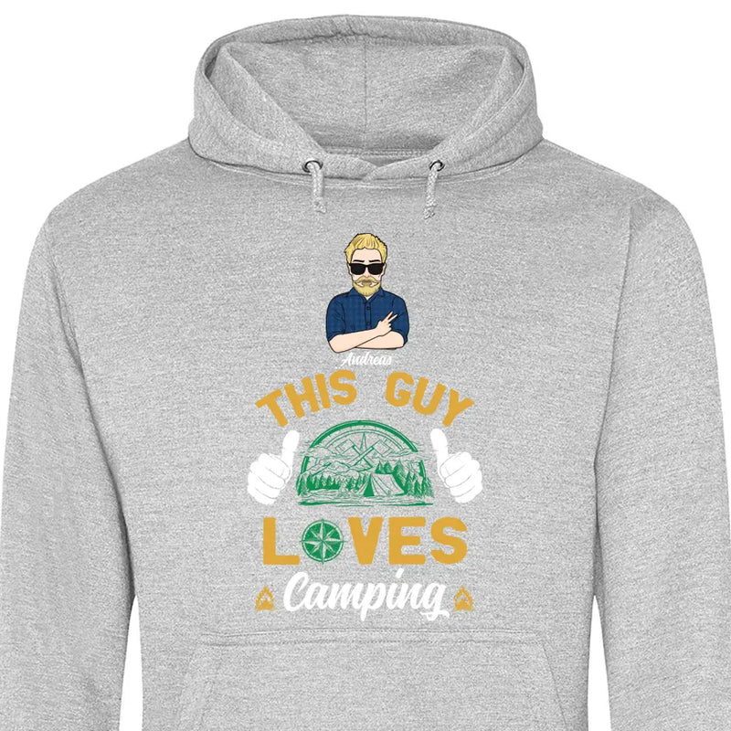 This Guy loves Camping - Personalisierbarer Hoodie (Unisex)