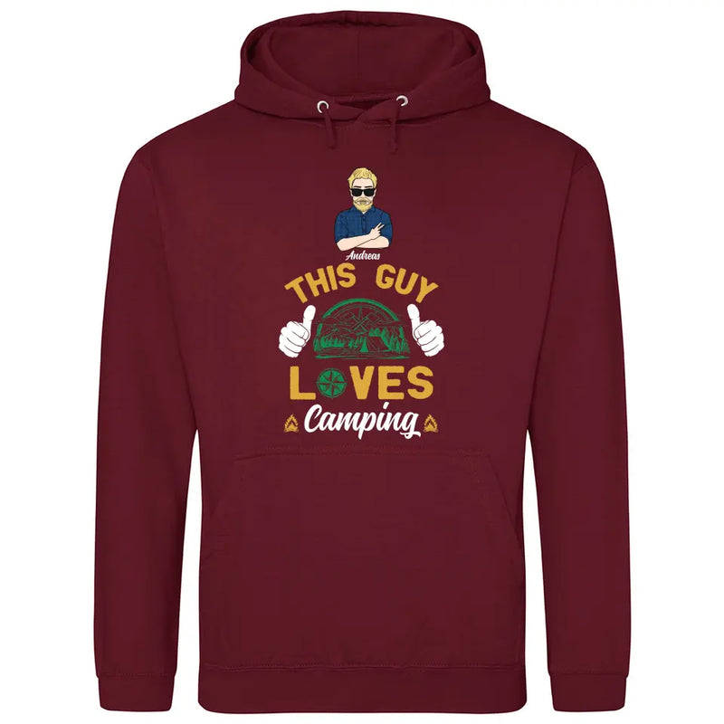 This Guy loves Camping - Personalisierbarer Hoodie (Unisex)