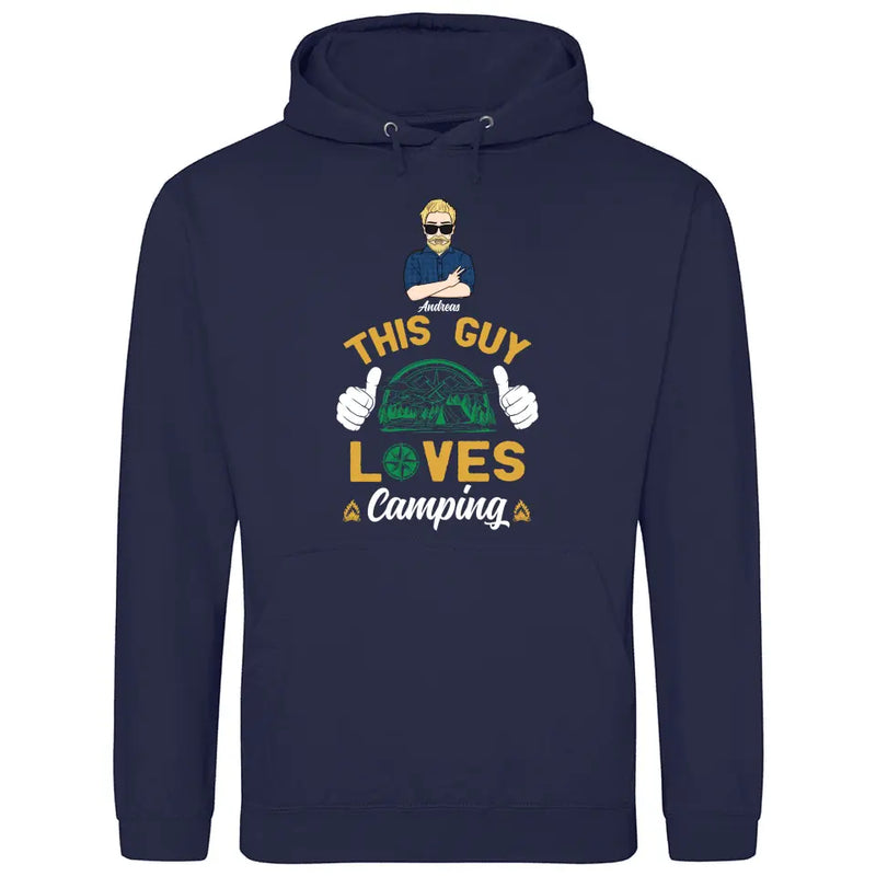 This Guy loves Camping - Personalisierbarer Hoodie (Unisex)