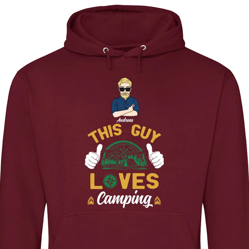 This Guy loves Camping - Personalisierbarer Hoodie (Unisex)