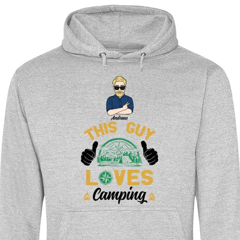 This Guy loves Camping - Personalisierbarer Hoodie (Unisex)