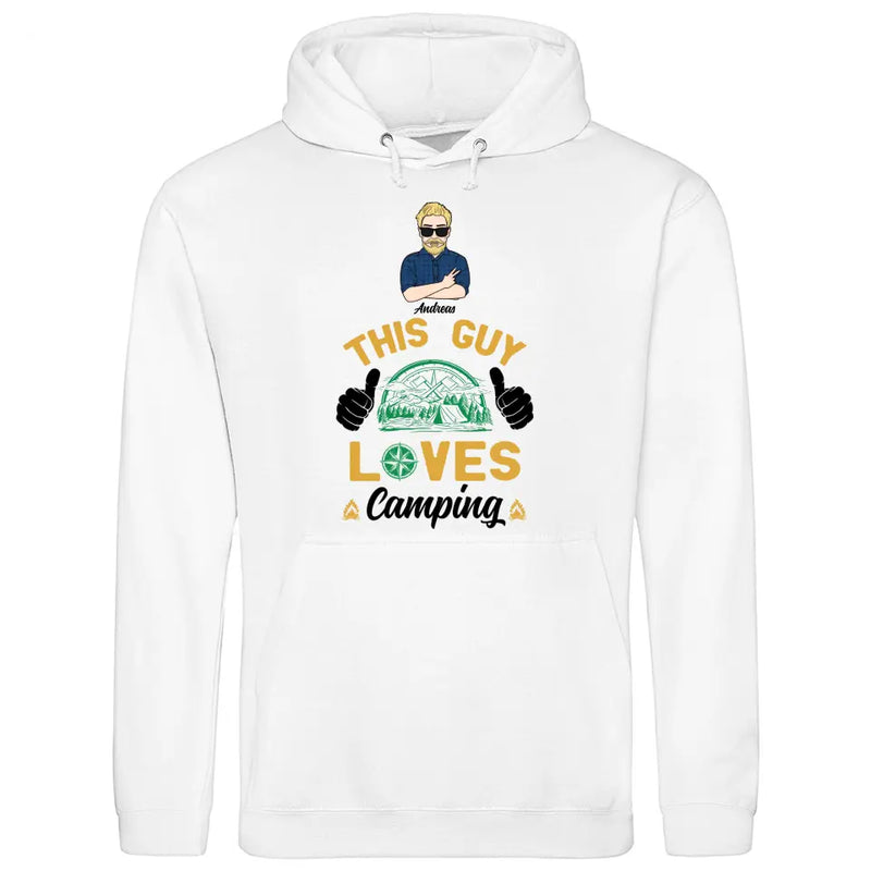 This Guy loves Camping - Personalisierbarer Hoodie (Unisex)