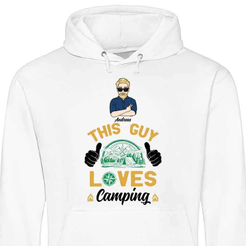 This Guy loves Camping - Personalisierbarer Hoodie (Unisex)