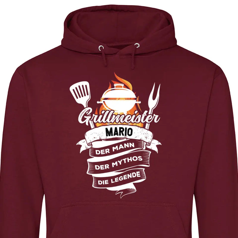 Grillmeister, Mann, Mythos, Legende - Personalisierbarer Hoodie (Unisex)