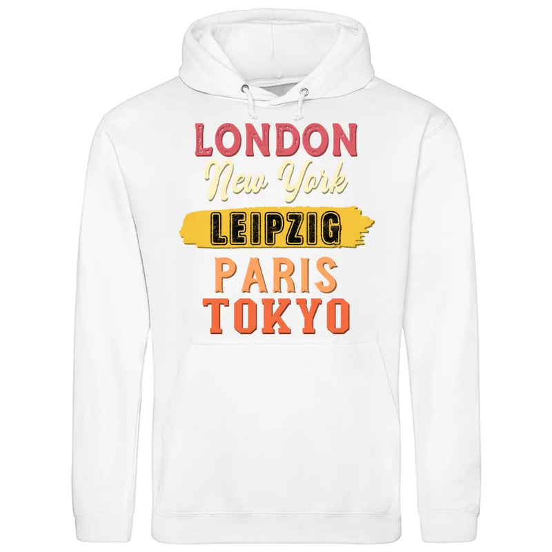 London, New York, Paris, Tokyo - Personalisierbarer Hoodie (Unisex)