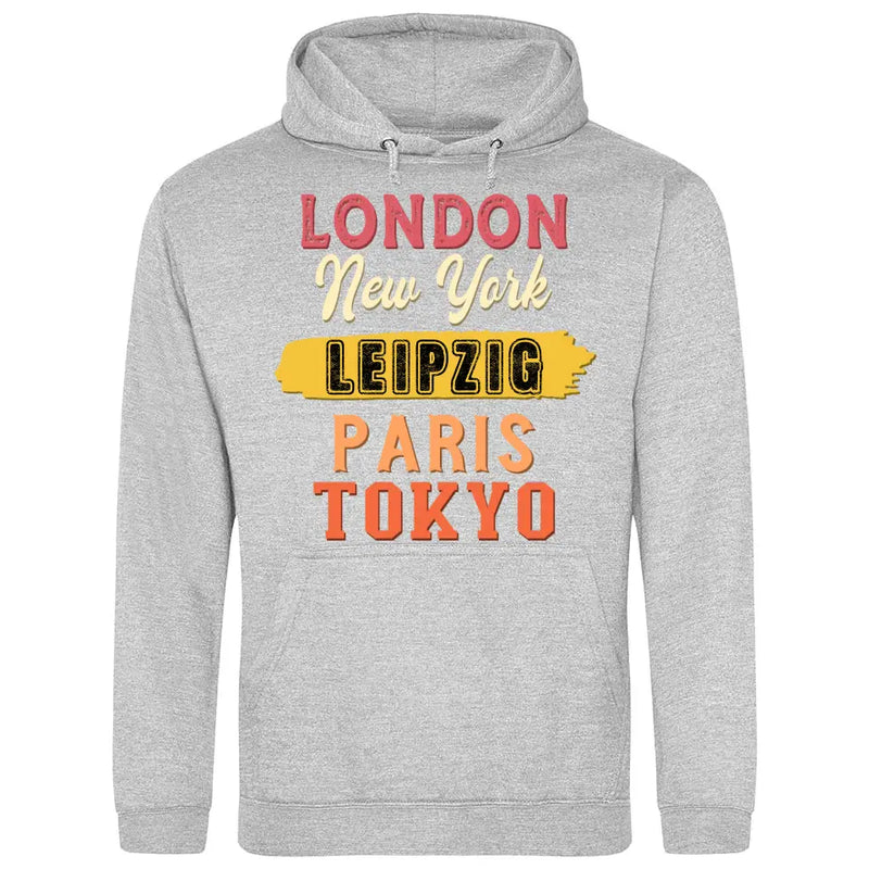 London, New York, Paris, Tokyo - Personalisierbarer Hoodie (Unisex)