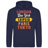 London, New York, Paris, Tokyo - Personalisierbarer Hoodie (Unisex)