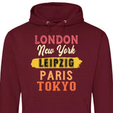 London, New York, Paris, Tokyo - Personalisierbarer Hoodie (Unisex)