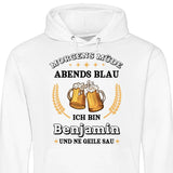 Morgens Müde, Abends Blau - Personalisierbarer Hoodie (Unisex)