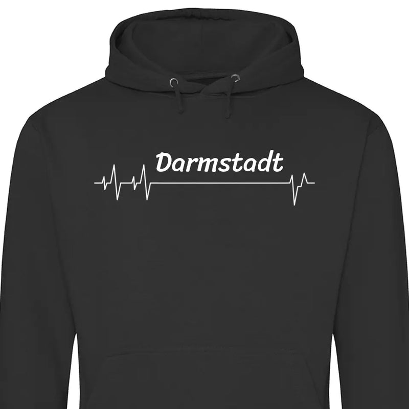 Lieblingsstadt Herzschlag - Personalisierbarer Hoodie (Unisex)