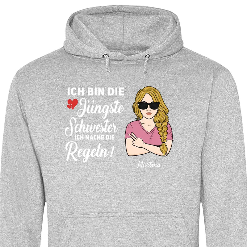 Schwester halte mich eh nicht an die Regeln - Personalisierbarer Hoodie (Unisex)