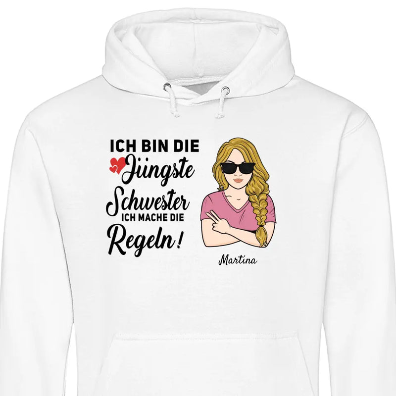 Schwester halte mich eh nicht an die Regeln - Personalisierbarer Hoodie (Unisex)