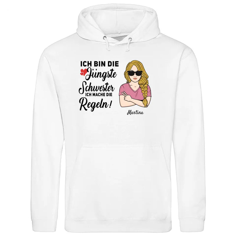 Schwester halte mich eh nicht an die Regeln - Personalisierbarer Hoodie (Unisex)