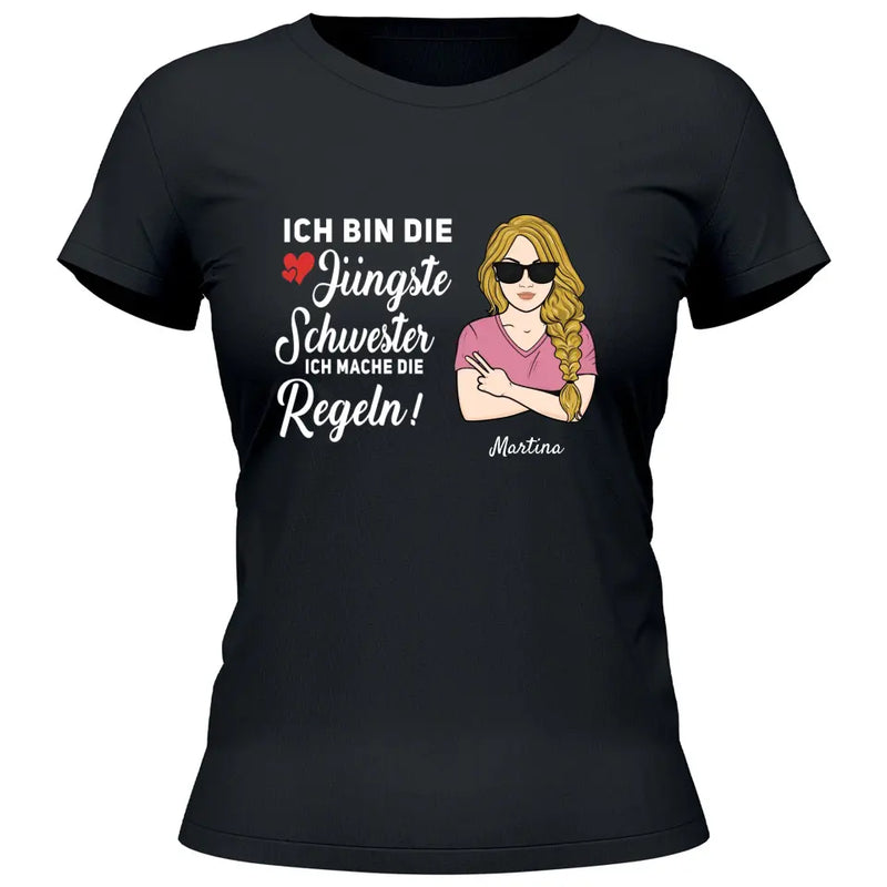 Schwester halte mich eh nicht an die Regeln - Personalisierbares T-Shirt