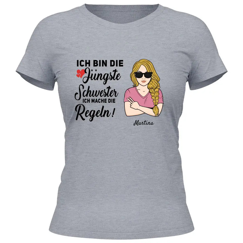 Schwester halte mich eh nicht an die Regeln - Personalisierbares T-Shirt